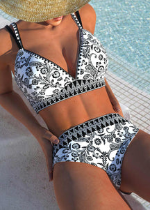 Biquíni Estampado Floral Cintura Alta Com Top Estruturado