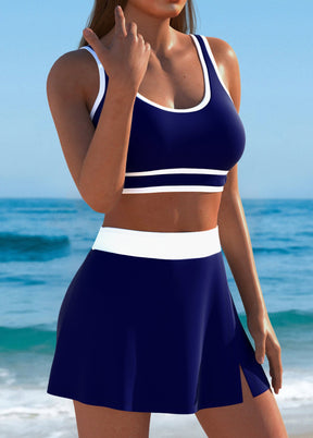 Conjunto Praia Bicolor Com Top Esportivo E Saia Com Fenda