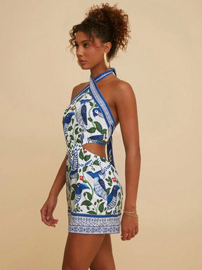 Vestido Justo com Costas Nuas e Estampa Paisley