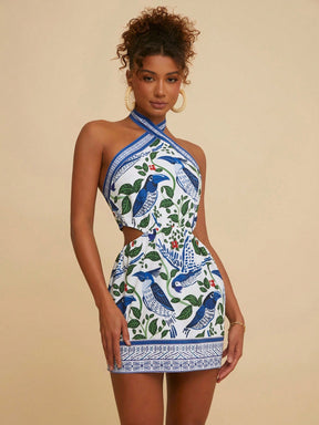 Vestido Justo com Costas Nuas e Estampa Paisley