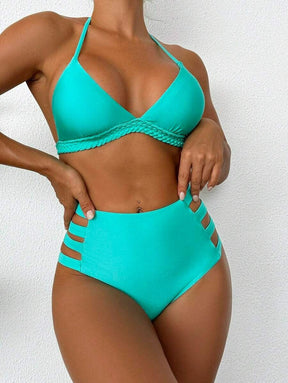 Conjunto de Biquíni Cintura Alta com Detalhe Trançado